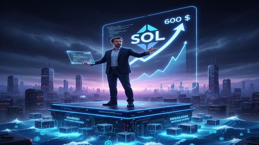 Solana (SOL) is consolidating above $190, with analysts projecting a long-term technical target of $600.