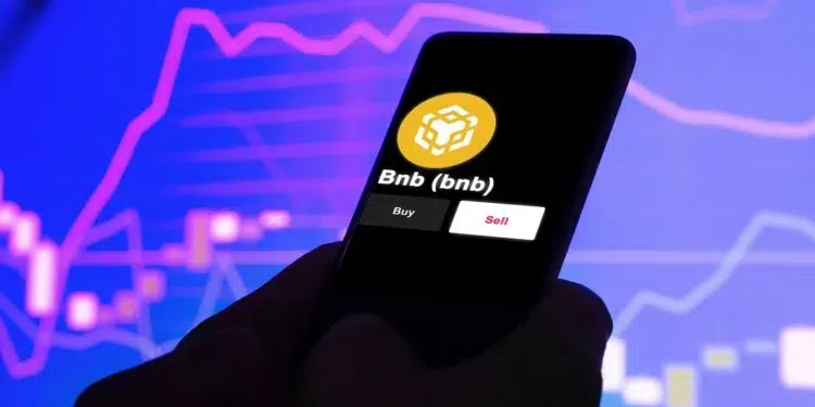 Logo de la moneda BNB en un smartphone.