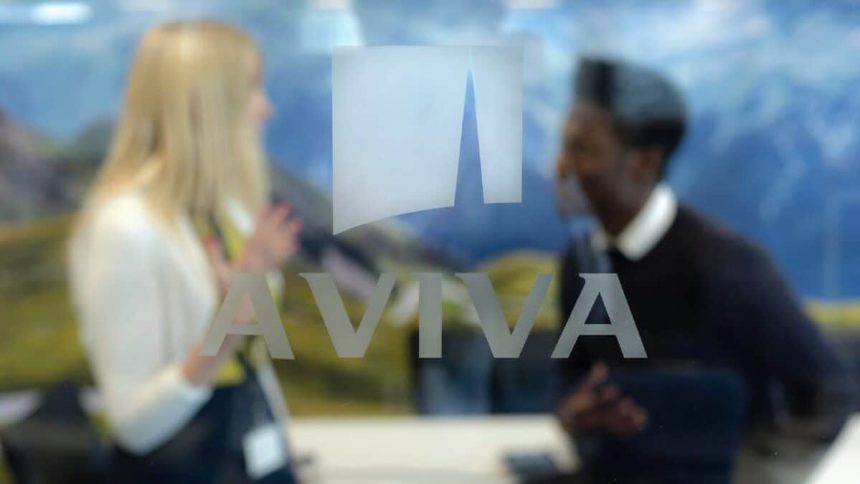 Aviva logo on glass meeting room door