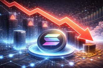 Solana validator count dips below 800 as vote transactions slide from 300K to 170K, while non-vote activity holds near 100M daily.